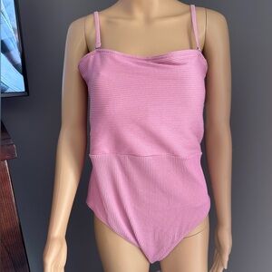 Old Navy Pink Ribbed Glitter 1 piece bathing suit